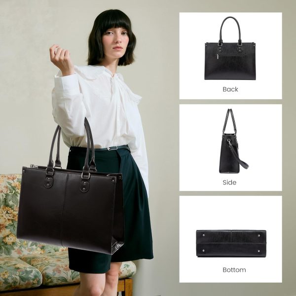 LOVEVOOK Laptop Bag for Women, 15.6 inch Laptop Tote Bag Vintage Work Bags for Women Computer Bag Office Briefcase Handbag - Image 40