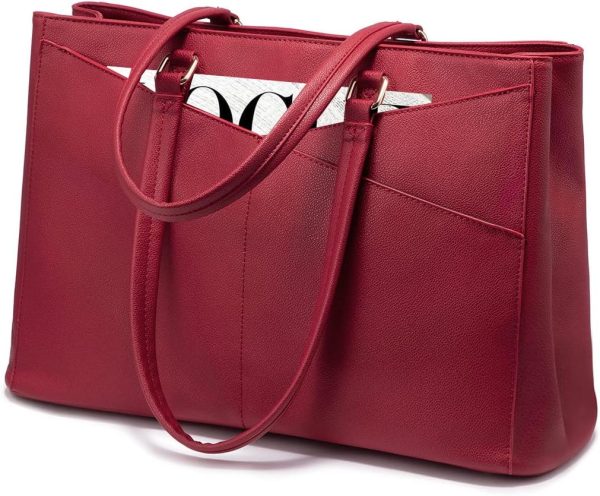 LOVEVOOK Laptop Tote Bag for Women 15.6 Inch Waterproof Leather Computer Bags Business Office Work Briefcase Black - Image 189