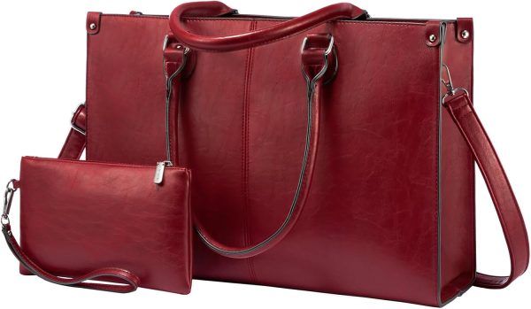 LOVEVOOK Laptop Bag for Women, 15.6 inch Laptop Tote Bag Vintage Work Bags for Women Computer Bag Office Briefcase Handbag - Image 42