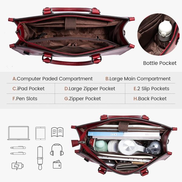 LOVEVOOK Laptop Bag for Women, 15.6 inch Laptop Tote Bag Vintage Work Bags for Women Computer Bag Office Briefcase Handbag - Image 44