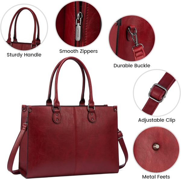 LOVEVOOK Laptop Bag for Women, 15.6 inch Laptop Tote Bag Vintage Work Bags for Women Computer Bag Office Briefcase Handbag - Image 45