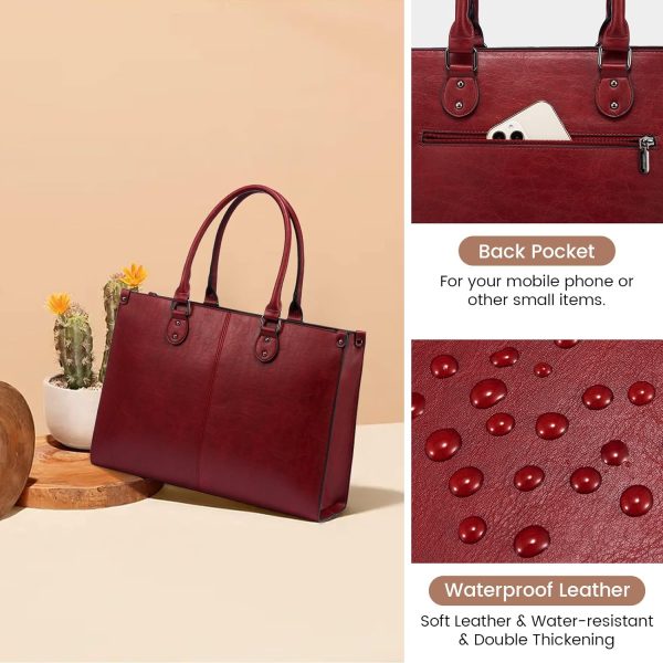 LOVEVOOK Laptop Bag for Women, 15.6 inch Laptop Tote Bag Vintage Work Bags for Women Computer Bag Office Briefcase Handbag - Image 46