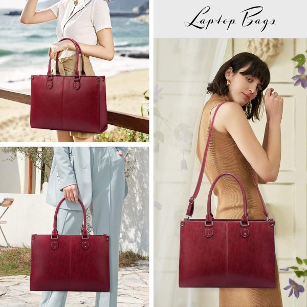 LOVEVOOK Laptop Bag for Women, 15.6 inch Laptop Tote Bag Vintage Work Bags for Women Computer Bag Office Briefcase Handbag - Image 47