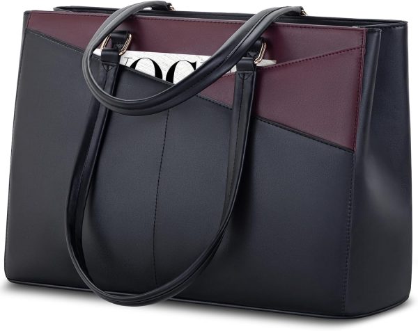 LOVEVOOK Laptop Tote Bag for Women 15.6 Inch Waterproof Leather Computer Bags Business Office Work Briefcase Black - Image 198