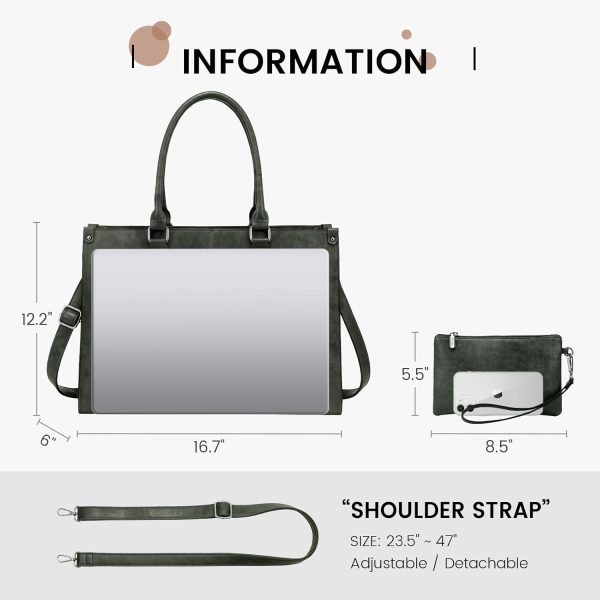LOVEVOOK Laptop Bag for Women, 15.6 inch Laptop Tote Bag Vintage Work Bags for Women Computer Bag Office Briefcase Handbag - Image 51