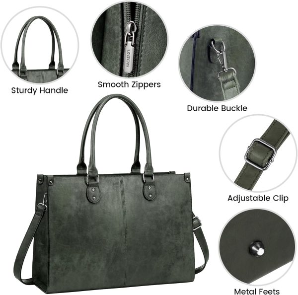 LOVEVOOK Laptop Bag for Women, 15.6 inch Laptop Tote Bag Vintage Work Bags for Women Computer Bag Office Briefcase Handbag - Image 53