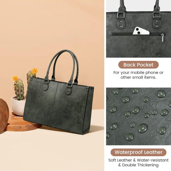 LOVEVOOK Laptop Bag for Women, 15.6 inch Laptop Tote Bag Vintage Work Bags for Women Computer Bag Office Briefcase Handbag - Image 54