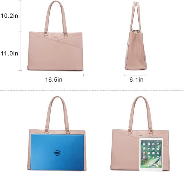 LOVEVOOK Laptop Tote Bag for Women 15.6 Inch Waterproof Leather Computer Bags Business Office Work Briefcase Black - Image 209