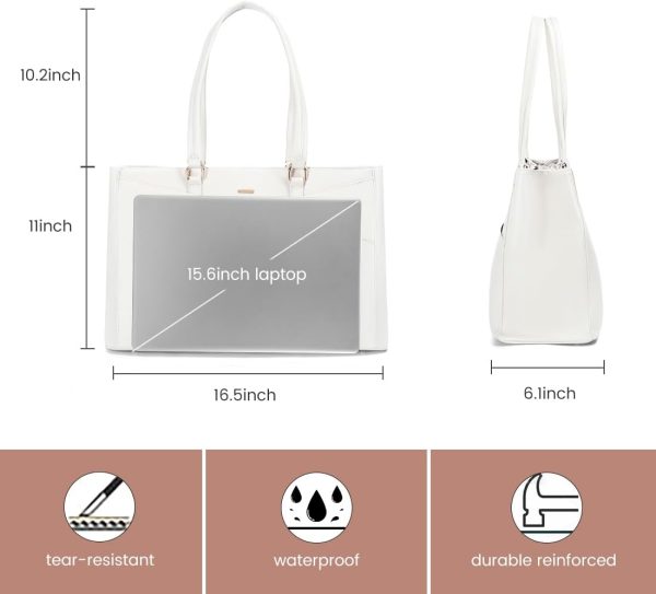 LOVEVOOK Laptop Tote Bag for Women 15.6 Inch Waterproof Leather Computer Bags Business Office Work Briefcase Black - Image 214