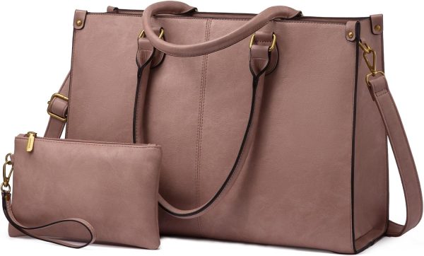 LOVEVOOK Laptop Bag for Women, 15.6 inch Laptop Tote Bag Vintage Work Bags for Women Computer Bag Office Briefcase Handbag - Image 66