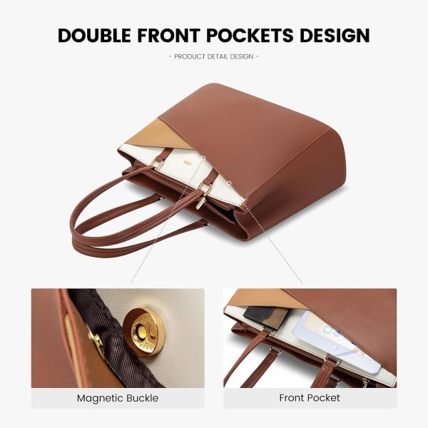 LOVEVOOK Laptop Tote Bag for Women 15.6 Inch Waterproof Leather Computer Bags Business Office Work Briefcase Black - Image 221