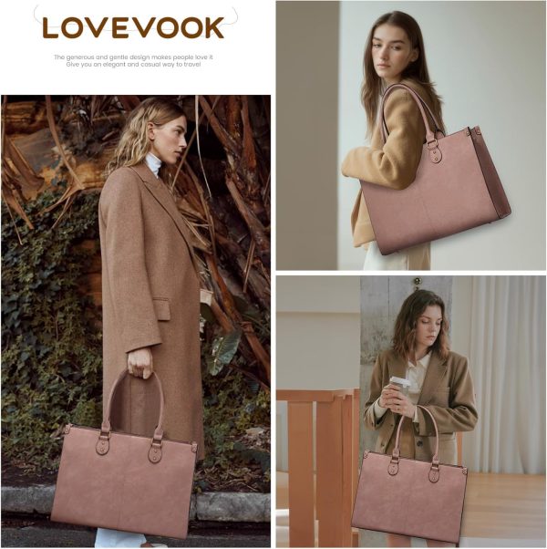 LOVEVOOK Laptop Bag for Women, 15.6 inch Laptop Tote Bag Vintage Work Bags for Women Computer Bag Office Briefcase Handbag - Image 67