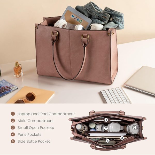 LOVEVOOK Laptop Bag for Women, 15.6 inch Laptop Tote Bag Vintage Work Bags for Women Computer Bag Office Briefcase Handbag - Image 69