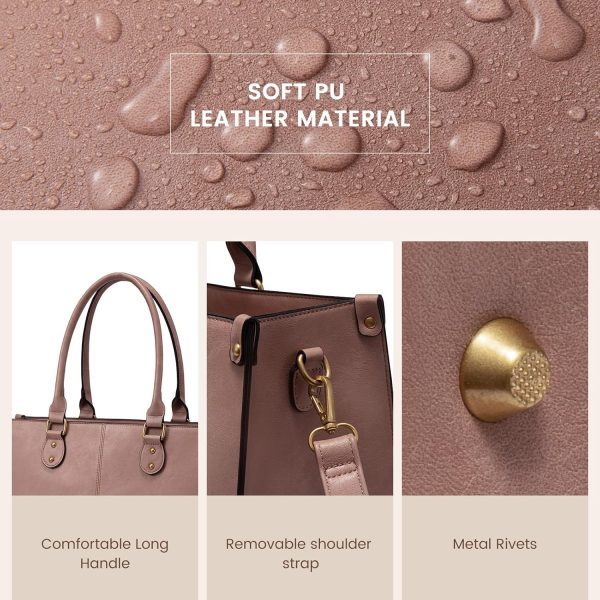 LOVEVOOK Laptop Bag for Women, 15.6 inch Laptop Tote Bag Vintage Work Bags for Women Computer Bag Office Briefcase Handbag - Image 70