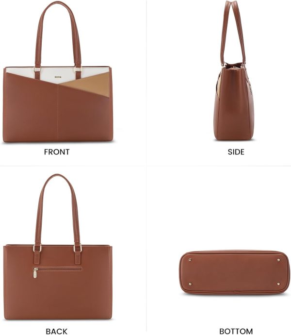 LOVEVOOK Laptop Tote Bag for Women 15.6 Inch Waterproof Leather Computer Bags Business Office Work Briefcase Black - Image 225