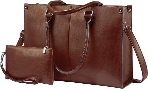 LOVEVOOK Laptop Bag for Women, 15.6 inch Laptop Tote Bag Vintage Work Bags for Women Computer Bag Office Briefcase Handbag - Image 73