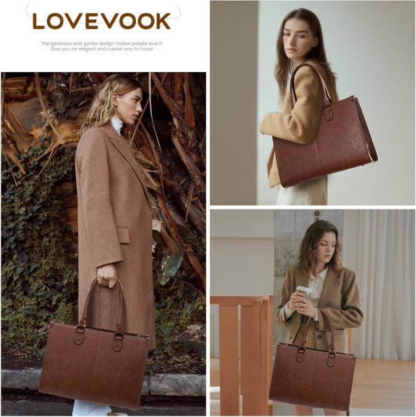 LOVEVOOK Laptop Bag for Women, 15.6 inch Laptop Tote Bag Vintage Work Bags for Women Computer Bag Office Briefcase Handbag - Image 74