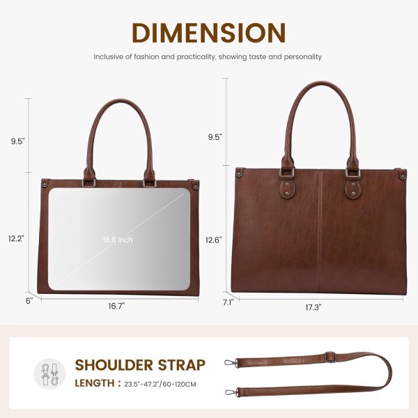 LOVEVOOK Laptop Bag for Women, 15.6 inch Laptop Tote Bag Vintage Work Bags for Women Computer Bag Office Briefcase Handbag - Image 75