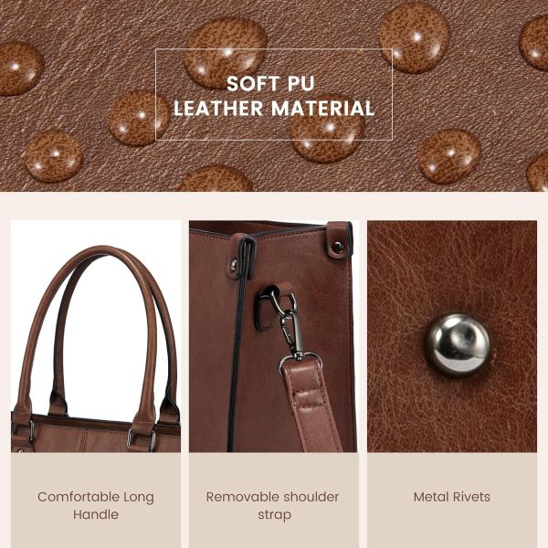 LOVEVOOK Laptop Bag for Women, 15.6 inch Laptop Tote Bag Vintage Work Bags for Women Computer Bag Office Briefcase Handbag - Image 77