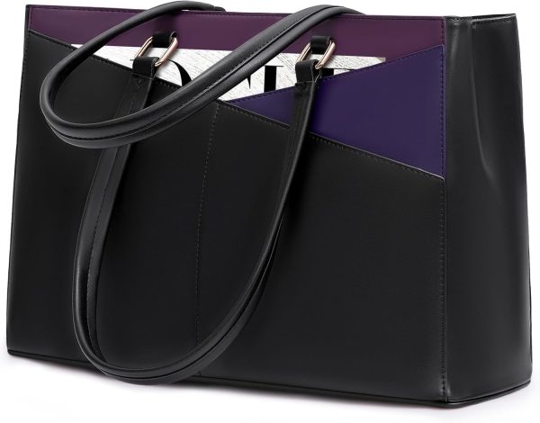 LOVEVOOK Laptop Tote Bag for Women 15.6 Inch Waterproof Leather Computer Bags Business Office Work Briefcase Black - Image 234