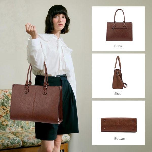 LOVEVOOK Laptop Bag for Women, 15.6 inch Laptop Tote Bag Vintage Work Bags for Women Computer Bag Office Briefcase Handbag - Image 79