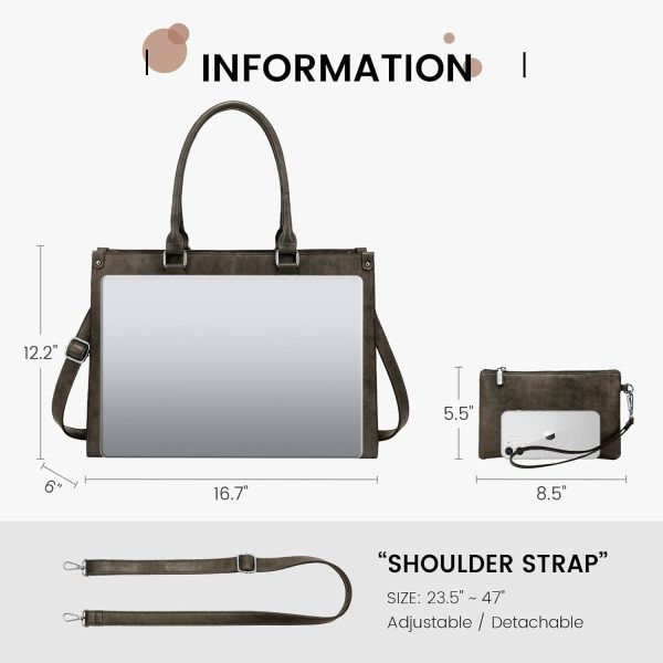 LOVEVOOK Laptop Bag for Women, 15.6 inch Laptop Tote Bag Vintage Work Bags for Women Computer Bag Office Briefcase Handbag - Image 82