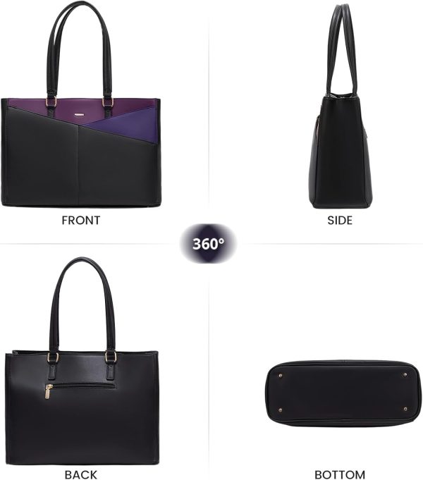 LOVEVOOK Laptop Tote Bag for Women 15.6 Inch Waterproof Leather Computer Bags Business Office Work Briefcase Black - Image 240