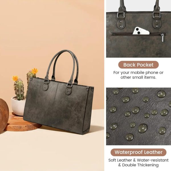 LOVEVOOK Laptop Bag for Women, 15.6 inch Laptop Tote Bag Vintage Work Bags for Women Computer Bag Office Briefcase Handbag - Image 85