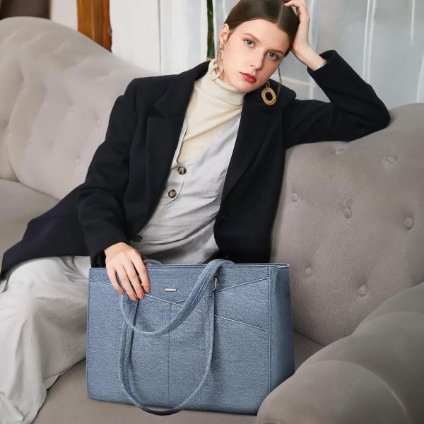 LOVEVOOK Laptop Tote Bag for Women 15.6 Inch Waterproof Leather Computer Bags Business Office Work Briefcase Black - Image 242
