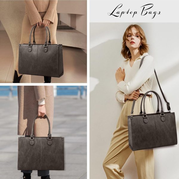 LOVEVOOK Laptop Bag for Women, 15.6 inch Laptop Tote Bag Vintage Work Bags for Women Computer Bag Office Briefcase Handbag - Image 86