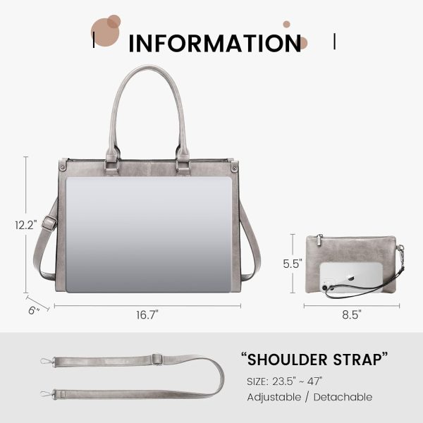 LOVEVOOK Laptop Bag for Women, 15.6 inch Laptop Tote Bag Vintage Work Bags for Women Computer Bag Office Briefcase Handbag - Image 90