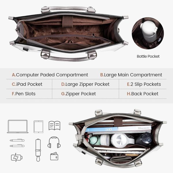 LOVEVOOK Laptop Bag for Women, 15.6 inch Laptop Tote Bag Vintage Work Bags for Women Computer Bag Office Briefcase Handbag - Image 91