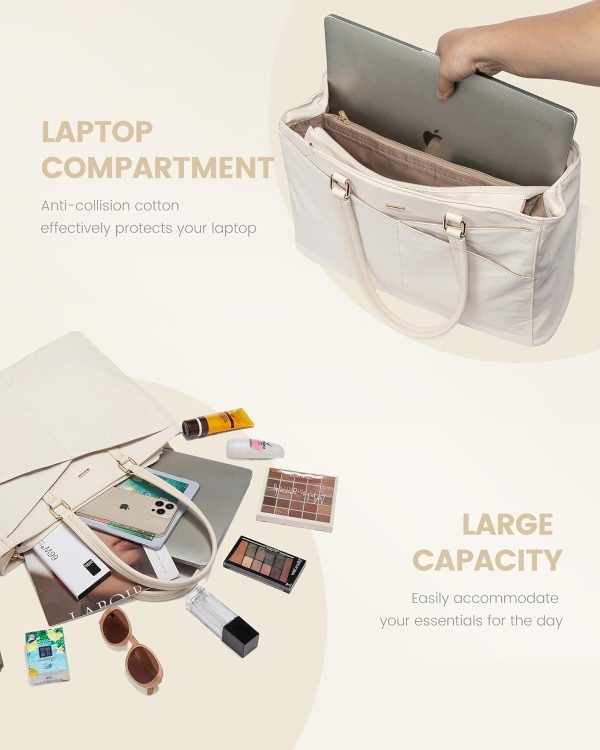LOVEVOOK Laptop Tote Bag for Women 15.6 Inch Waterproof Leather Computer Bags Business Office Work Briefcase Black - Image 253
