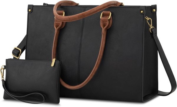 LOVEVOOK Laptop Bag for Women, 15.6 inch Laptop Tote Bag Vintage Work Bags for Women Computer Bag Office Briefcase Handbag - Image 97