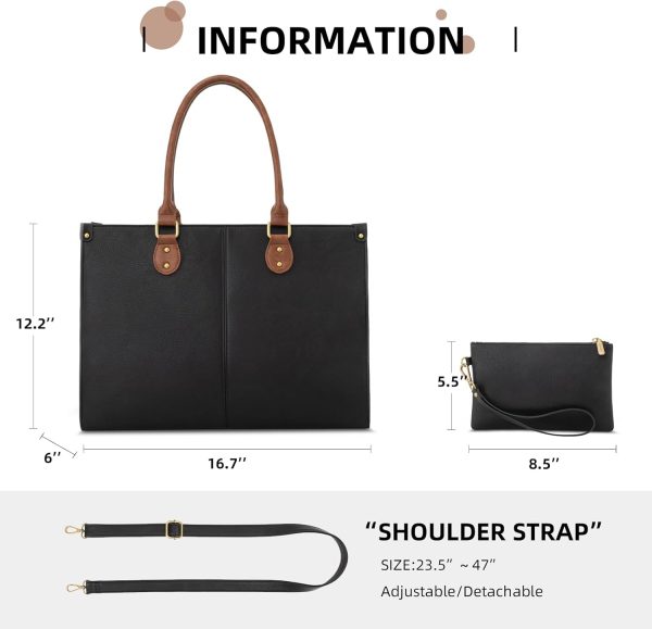 LOVEVOOK Laptop Bag for Women, 15.6 inch Laptop Tote Bag Vintage Work Bags for Women Computer Bag Office Briefcase Handbag - Image 98