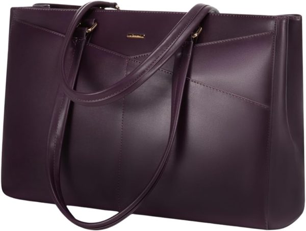LOVEVOOK Laptop Tote Bag for Women 15.6 Inch Waterproof Leather Computer Bags Business Office Work Briefcase Black - Image 258