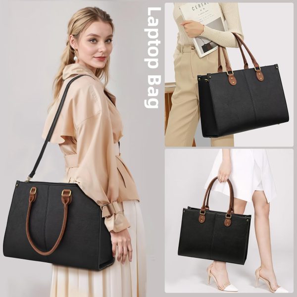 LOVEVOOK Laptop Bag for Women, 15.6 inch Laptop Tote Bag Vintage Work Bags for Women Computer Bag Office Briefcase Handbag - Image 102