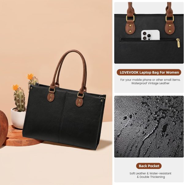 LOVEVOOK Laptop Bag for Women, 15.6 inch Laptop Tote Bag Vintage Work Bags for Women Computer Bag Office Briefcase Handbag - Image 103