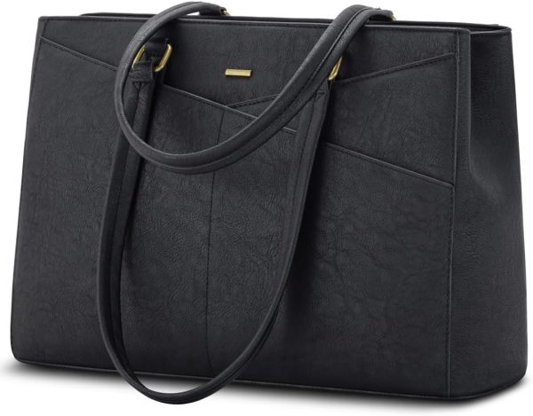 LOVEVOOK Laptop Tote Bag for Women 15.6 Inch Waterproof Leather Computer Bags Business Office Work Briefcase Black - Image 265