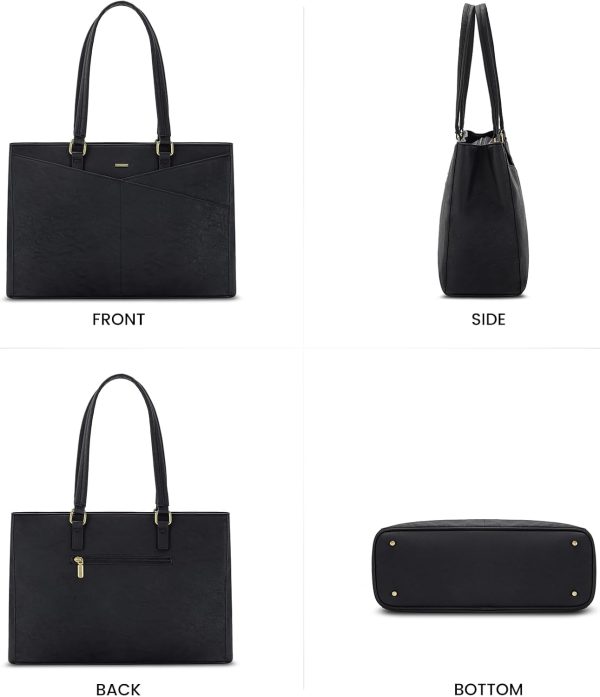 LOVEVOOK Laptop Tote Bag for Women 15.6 Inch Waterproof Leather Computer Bags Business Office Work Briefcase Black - Image 271