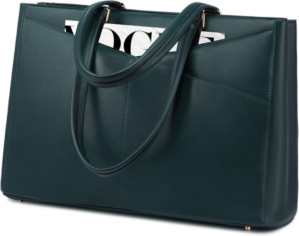 LOVEVOOK Laptop Tote Bag for Women 15.6 Inch Waterproof Leather Computer Bags Business Office Work Briefcase Black - Image 273