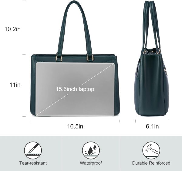 LOVEVOOK Laptop Tote Bag for Women 15.6 Inch Waterproof Leather Computer Bags Business Office Work Briefcase Black - Image 275