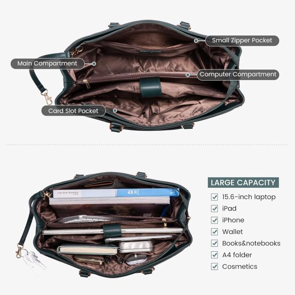 LOVEVOOK Laptop Tote Bag for Women 15.6 Inch Waterproof Leather Computer Bags Business Office Work Briefcase Black - Image 276