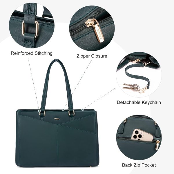 LOVEVOOK Laptop Tote Bag for Women 15.6 Inch Waterproof Leather Computer Bags Business Office Work Briefcase Black - Image 278
