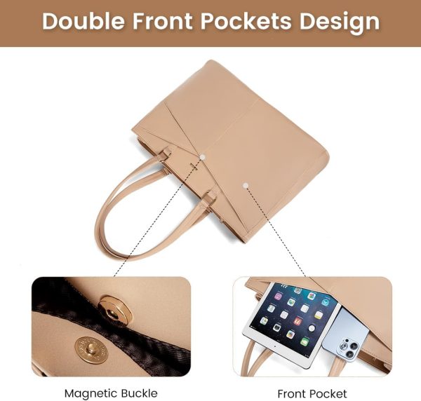 LOVEVOOK Laptop Tote Bag for Women 15.6 Inch Waterproof Leather Computer Bags Business Office Work Briefcase Black - Image 280
