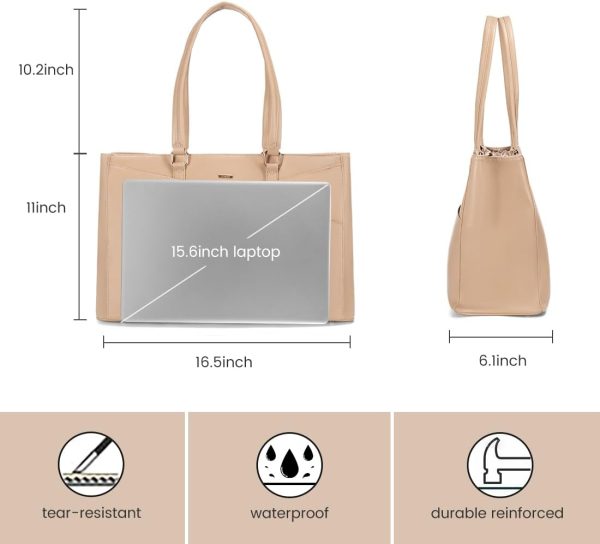 LOVEVOOK Laptop Tote Bag for Women 15.6 Inch Waterproof Leather Computer Bags Business Office Work Briefcase Black - Image 282
