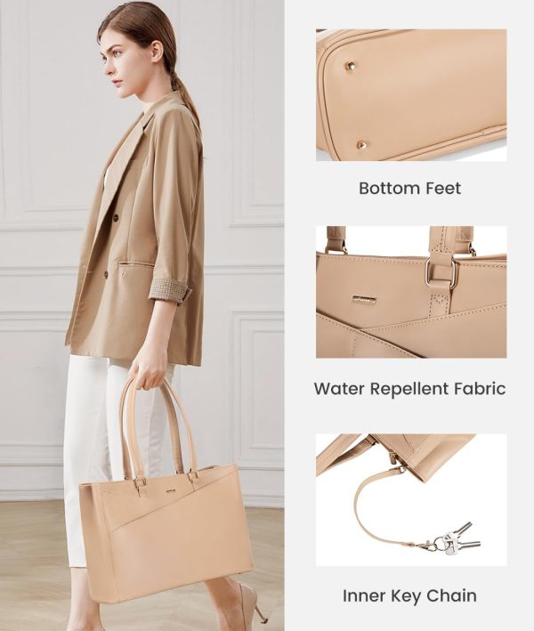 LOVEVOOK Laptop Tote Bag for Women 15.6 Inch Waterproof Leather Computer Bags Business Office Work Briefcase Black - Image 283