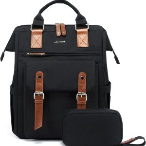 LOVEVOOK Laptop Backpack for Women Work Travel Backpack Purse, Commuter Business Computer Bag Teacher Nurse Bags, College School Backpack Student Bookbag with Multi-Pockets, 15.6 Inch, Black-brown
