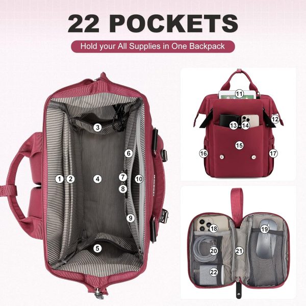 LOVEVOOK Laptop Backpack for Women Work Travel Backpack Purse, Commuter Business Computer Bag Teacher Nurse Bags, College School Backpack Student Bookbag with Multi-Pockets, 15.6 Inch, Black-brown - Image 11