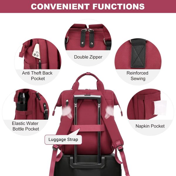 LOVEVOOK Laptop Backpack for Women Work Travel Backpack Purse, Commuter Business Computer Bag Teacher Nurse Bags, College School Backpack Student Bookbag with Multi-Pockets, 15.6 Inch, Black-brown - Image 14